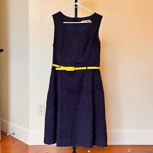 Review blue jacquard dress